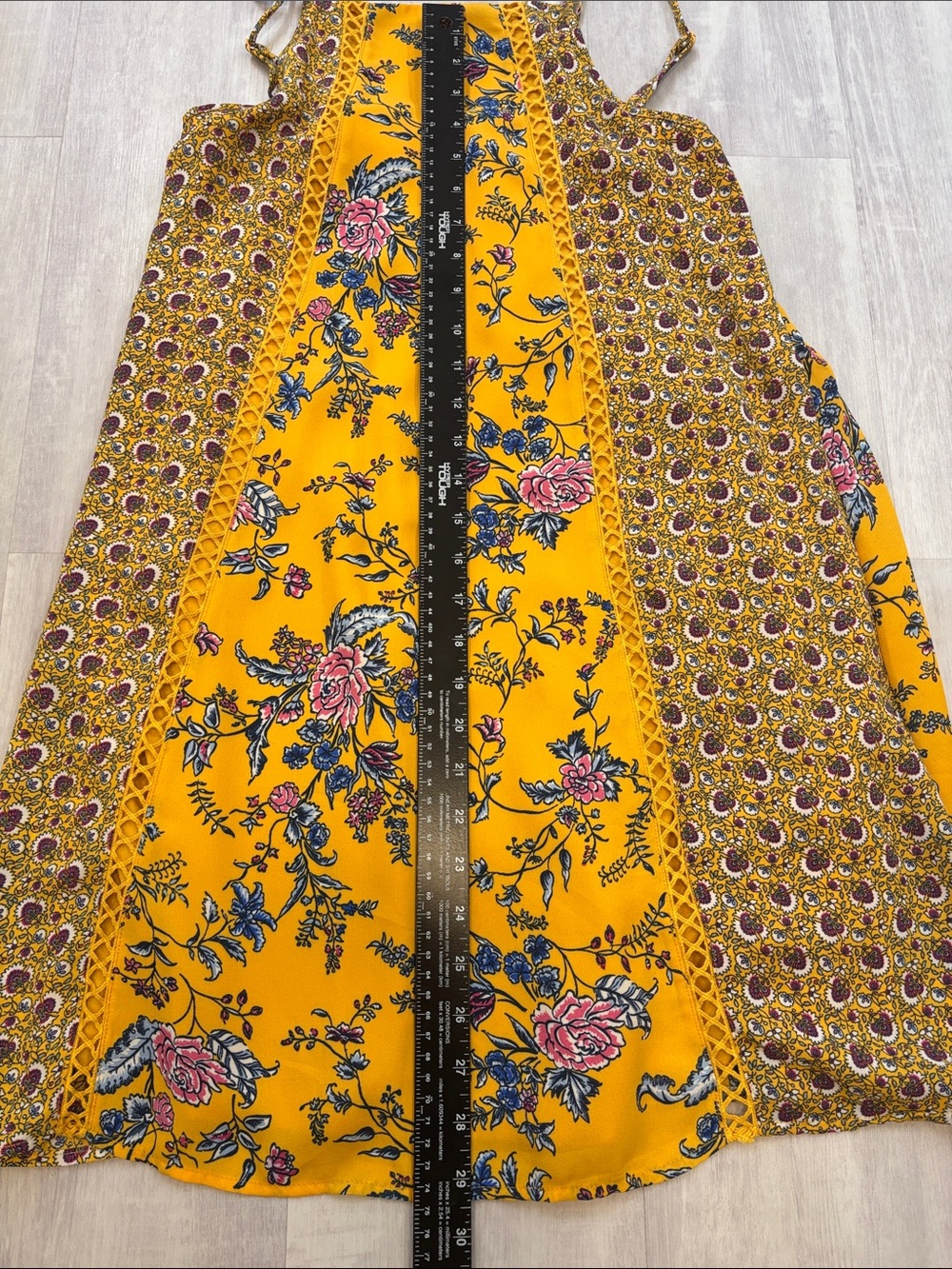 mi ami Yellow Floral Patchwork Sundress racerback adjustable straps - Picture 9 of 9